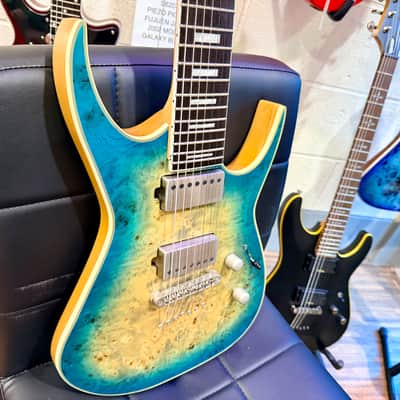 🔥2021🔥 Dean Exile Select 7-String Burl Poplar~ Satin Turquoise Burst~ Rare! image 4