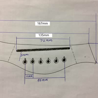 General Acoustic Guitar Bridge Style-2, 167mm, unknown hardwood. image 2
