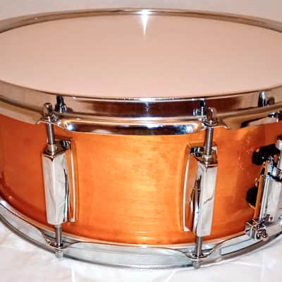 FRANKEN SNARE DRUM (C VIDEO) BIRCH HYBRID RECYCLED PARTS  - AMBER LACQUER - FREE SHIP TO C-USA! image 6