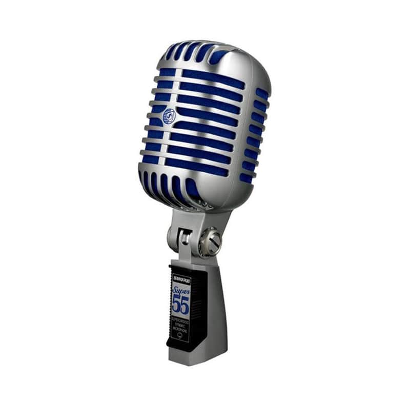 Shure SUPER-55 Deluxe Vocal Mic, Chrome with Blue Foam image 1