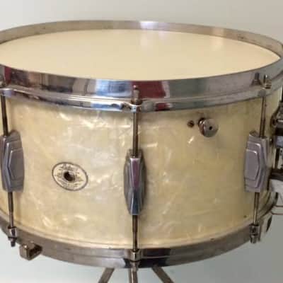 Ludwig & Ludwig Drum Set circa 1940 White Marine Pearl w/ Zildjian Zilco Cymbals image 12