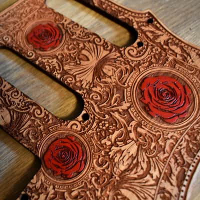 Wood Pickguard for Stratocaster HSS and SSS Laser engraved Real Cherrywood with Unique Artwork image 5