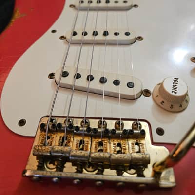 Fender Limited Edition Wildwood 10 Custom Shop 1957 Stratocaster 2017 - Faded Fiesta Red over Gold Sparkle image 4