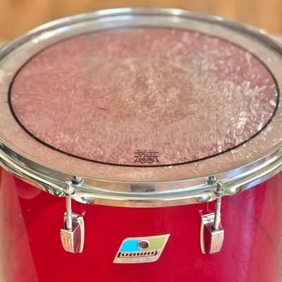 CRACKED! Vintage 70's Ludwig Vistalite 14" Concert Tom Red Acrylic for Drum Set image 2