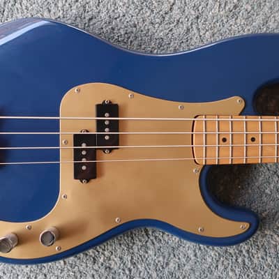 Fender Squier P Bass Blue Body Metallic Gold Pickguard 20th Anniversary Mighty Mite Neck Killer! image 2