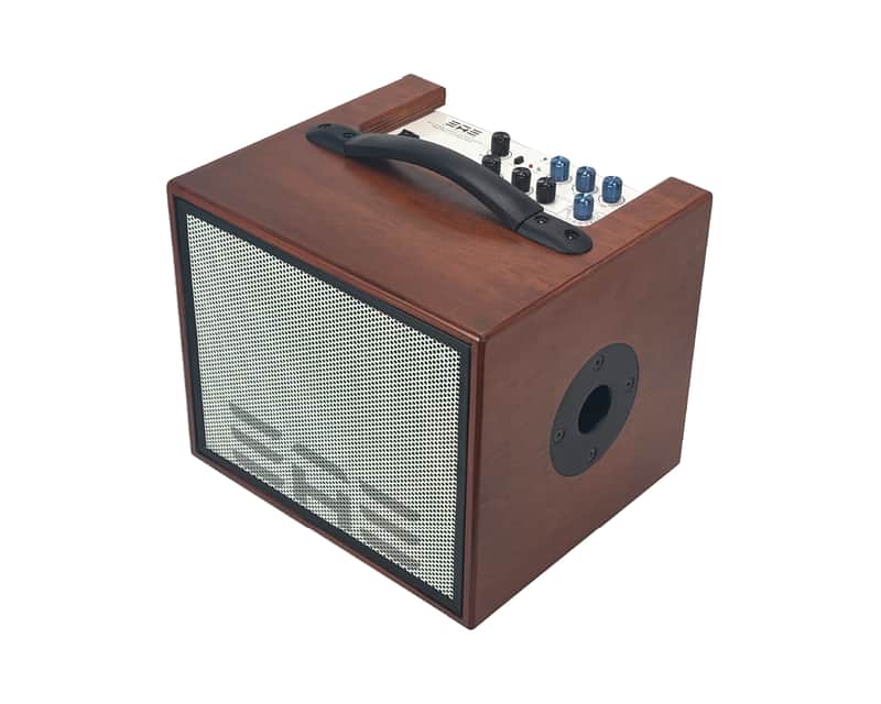Elite Acoustics EAE A1-8 Compact Rechargeable 80 W Acoustic Amplifier with 3 Chan/LFP Battery WOOD image 1