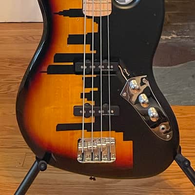 Share Fender Squier Jazz 4-string Bass - Custom Painted New York City Twin Towers Skyline image 3