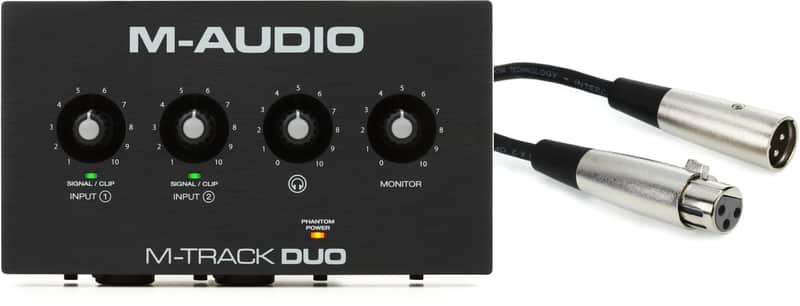 M-Audio M-Track Duo USB Audio Interface Bundle with Hosa XLR-110 Balanced Interconnect XLR Cable - 10 foot image 1