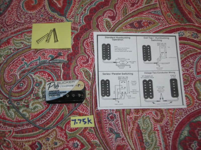 ONE new old stock very near A+ Epiphone ACPNHZCN-4 Alnico Classic Pro NECK, ZEBRA Humbucker, 7.75k Alnico V, solder connect, 4 conductor +screws, springs & wiring diagram (2023) part of Epiphone's Pro Series Line of Humbuckers (which is called ProBUCKER) image 1