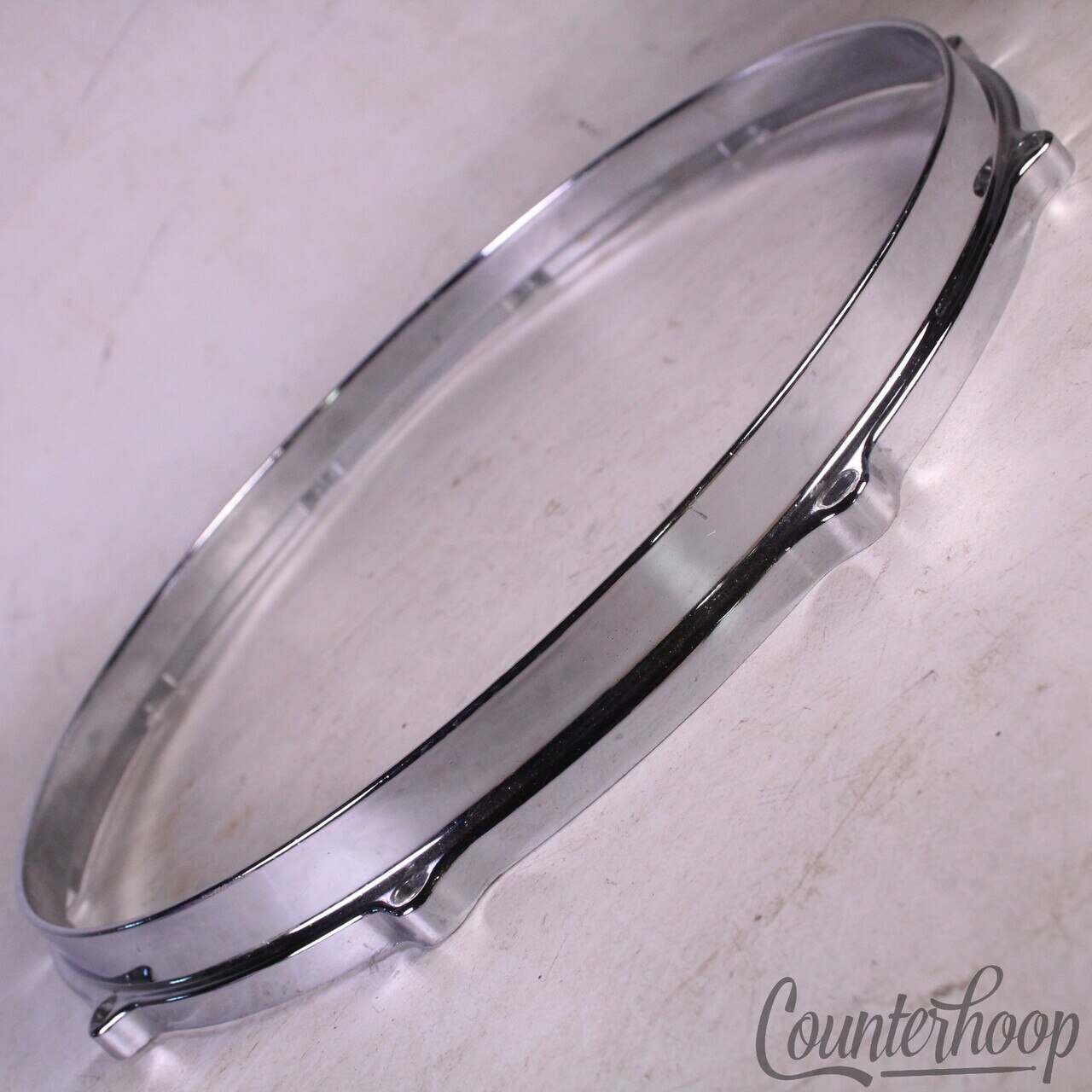 Milestone/Tempus 14"10-Lug Die-Cast Tom/Snare Drum Batter Rim Chrome Vintage 80s — main photograph
