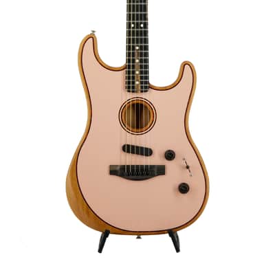 Fender FSR American Acoustasonic Stratocaster Guitar w/Bag, Ebony FB, Shell Pink, US231XXXX image 4