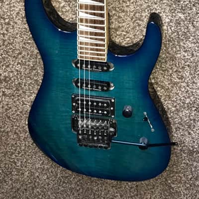 Jackson Dkm blue flame top dinky made in Japan electric guitar Floyd rose Seymour Duncan pickups image 1