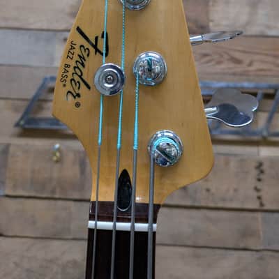 Fender 2011 MIM Lefty Black Electric Jazz Bass Guitar w/ flatwounds image 5