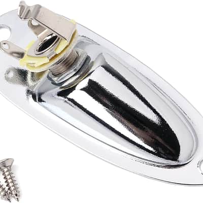 Boat style 1/4 inch Guitar Input Jack Socket Plate Output Loaded parts Guitar Strat jack for Stratocaster Strat St Mono for Electric Guitar Replacement Parts (Chrome) image 6