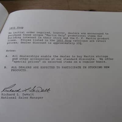 Vintage 1984 C. F. Martin New Dealer Purchase Requirements Letter! Super Rare, Original Case Candy! image 3