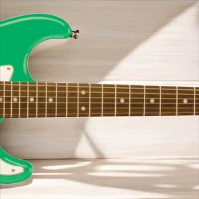 Oscar Schmidt OS-30-SFG-A Double Cut Solid Body 3/4 Scale Electric Guitar. Surf Green image 7