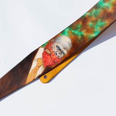 burnyblack wide guitar strap leather - Vincent gorilla brown/green image 14