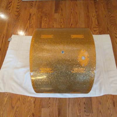 Rogers Vintage holiday series 20 x 14 bass drum shell, gold sparkle Cleveland tag! image 9