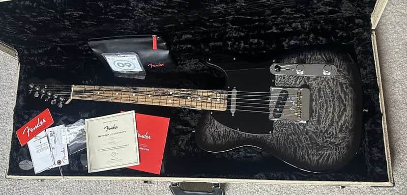 Fender American QMT Telecaster with Pale Moon Ebony Fretboard 2020 - Transparent Black image 1