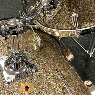 Slingerland 12/14/20 Radio King 3-ply Drum Set - Gold Glass Glitter with Repro Set-o-Matic Tom Holder image 8