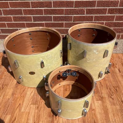 1940s-1950s Slingerland Radio King Drum Set White Marine Pearl 20/13/16 image 6
