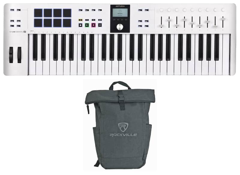 ARTURIA Keylab Essential 49 mk3 White 49-Key MIDI Keyboard Controller+Laptop Bag image 1