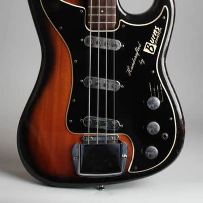 Burns Jazz Bass Solid Body Electric Bass Guitar (1964), ser. #6326, black tolex hard shell case. image 3