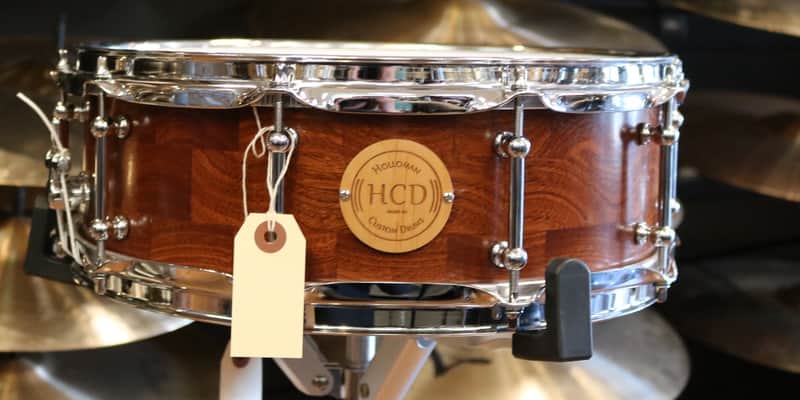 Holloman Custom Drums 4.5" x 14" Mahogany Segmented Snare Drum w/ Tube Lugs image 1