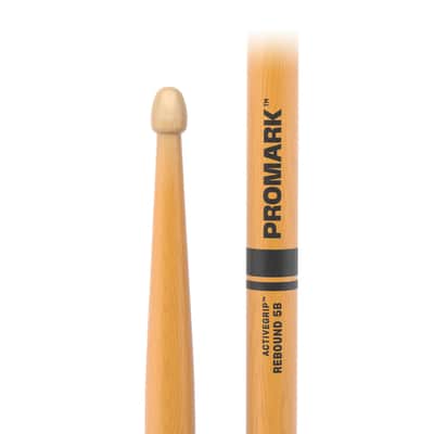 Promark Rebound 5B ActiveGrip Clear Hickory Drumstick, Acorn Wood Tip image 2