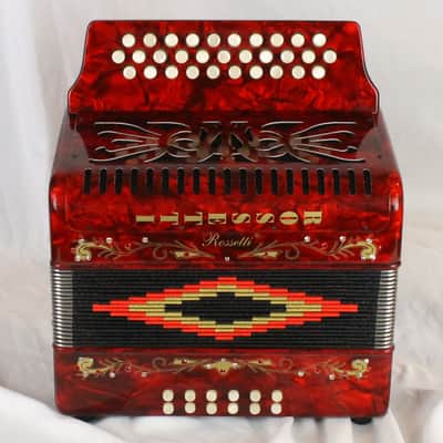 NEW Red Decorated Rossetti Diatonic Button Accordion GCF Sol  31 12 image 2