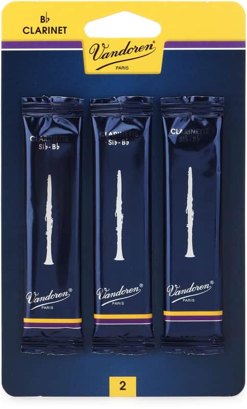 Vandoren Traditional Bb Clarinet Reeds - 2.0 (3-pack) (5-pack) Bundle image 1