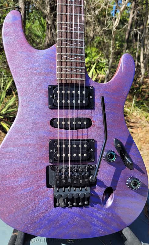Ibanez 370S Saber Series Metallic Purple Flame Floyd Rose Trem image 1