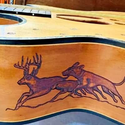 Blueberry Handmade Grand Concert Acoustic Guitar White-Tail Deer Motif image 13
