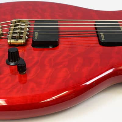 Vintage 1991 Alembic Omega Series Spoiler 5-String Bass, Red, Fat Boy Pickups, Please Message for Shipping Quote image 8