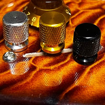 Kinnatone Gold Skirted Knurled 3 or 5 way Blade style Switch Tip Knob For Strat or Tele Charvel,Jackson,PRS, Ibanez and more image 3