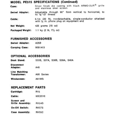 Shure PE 515 • Dynamic Microphone • High-Z • Unidyne B • for Harmonica, Pedals • made in USA image 11
