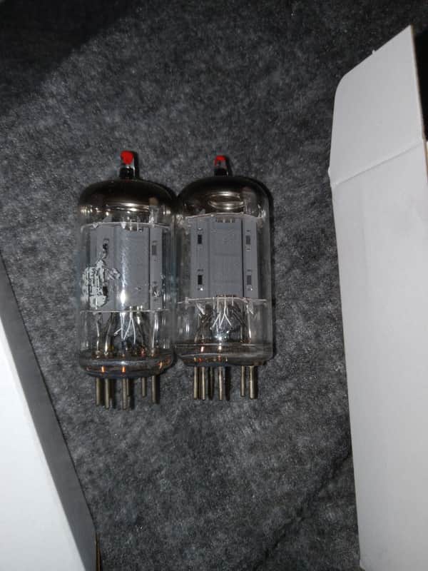 2 Rare medical Red Tip Telefunken Rib Plate 12ax7 tubes image 1
