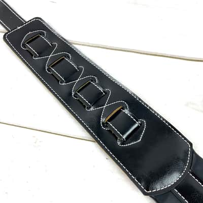 Walker and Williams C-21-BLK Black Premium Signature Soft Grain Leather Padded Guitar Strap For Acoustic, Electric, And Bass Guitars image 9