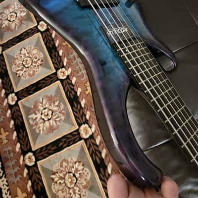 Modulus Quantum 6 LH 1995 Purple-Blue Burst over Quilted Maple image 7