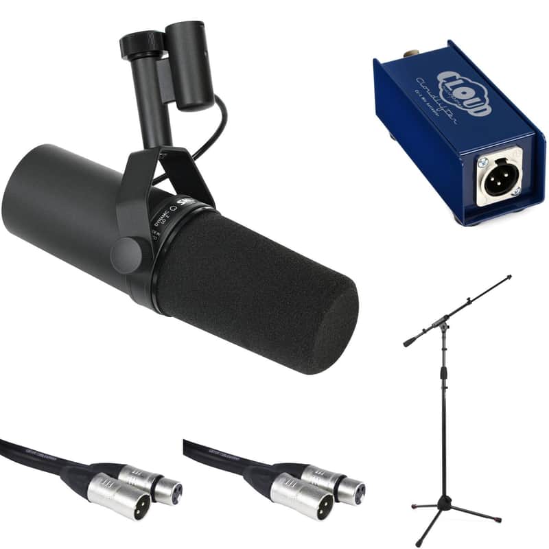 Shure SM7B Dynamic Microphone and Cloud In-line Preamp with Stand and Cable image 1