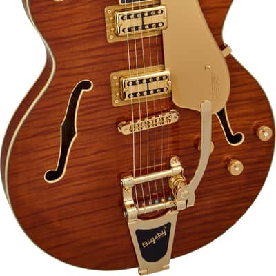 Gretsch Electromatic LTD Flame Okoume Broadkaster Double-Cut with Bigsby, Rosewood Fingerboard, Roundup Orange image 3