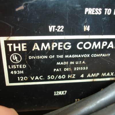 Vintage 70's Ampeg VT-22 V4 100-Watt Guitar Amp Head image 19