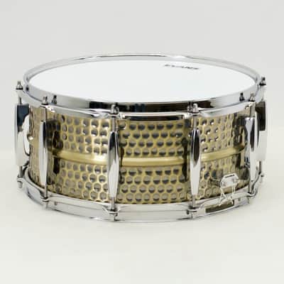 TreeHouse Custom Drums 6½x14 Hammered Brass Snare Drum w/Beaded Dunnett Strainer image 4