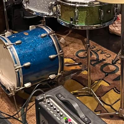 Slingerland Radio King 15x12” Blue Sparkle Parade / Marching Snare Drum image 10