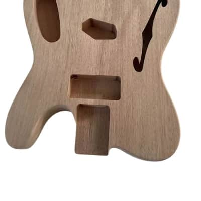 Mahogany Wood Guitar Tele Style Body, F Hole Routing image 4