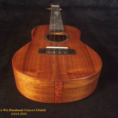 Handcrafted Concert Ukulele, Solid Hawaiian Koa, Mermaid Inlay, Soft-bag, Bruce Wei UG15-2935 image 2