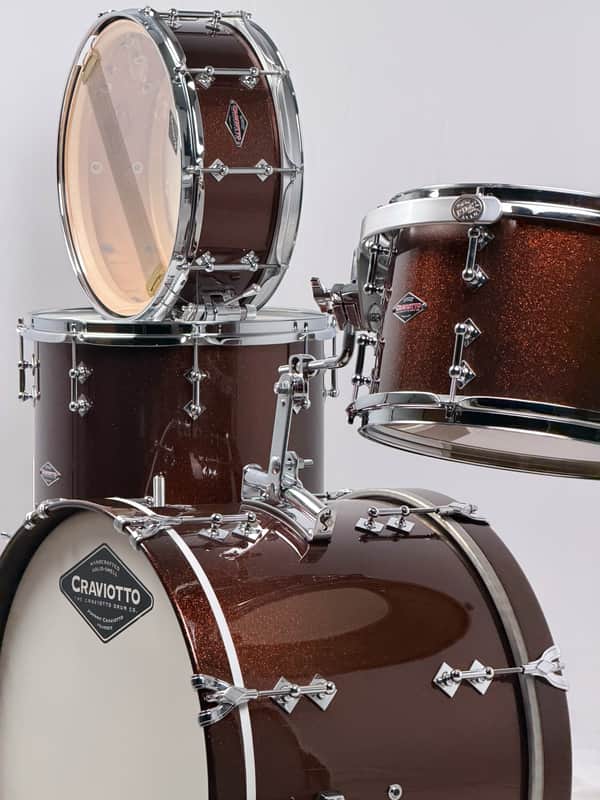 Craviotto 20/12/14/5.5x14" Solid Poplar Shell Drum Set - Copper Sparkle Lacquer image 1
