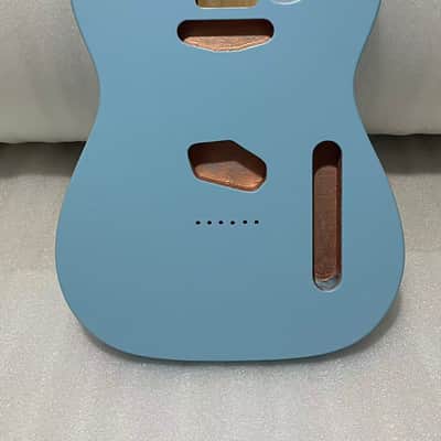 1 blue nitrocellulose lacquer alder wood Electric guitar body Matte finish tele body image 2