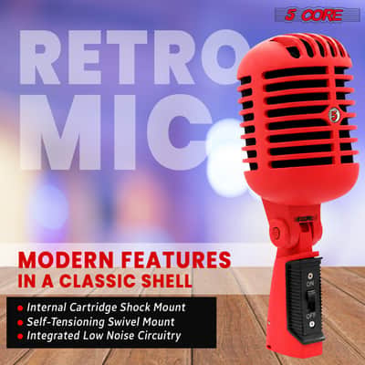 5Core Vintage Microphone Classic Dynamic Professional XLR Studio Retro Style Mic RED image 5