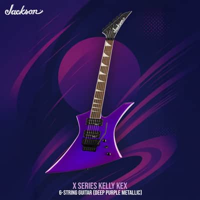 Jackson X Series Kelly KEX 6-String Right-Handed Electric Guitar (Deep Purple Metallic) Bundle with Multi-Fit Gig Bag with 2 Exterior Pockets (Black) image 2